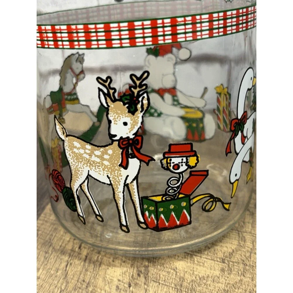 2 Christmas Goose Canisters Anchor Hocking Latching Lid Jars No. 9 Geese